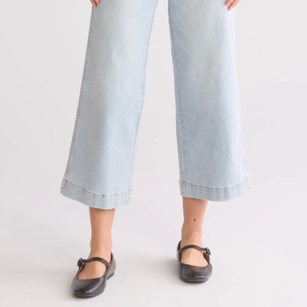 OAT NEW YORK High Waist Crop Wide Leg Jeans Powder Lite Size 27